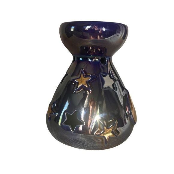 Vintage Marex Liquid Incense Burner Iridescent Blue Celestial Moon Stars Poland - Picture 3 of 9